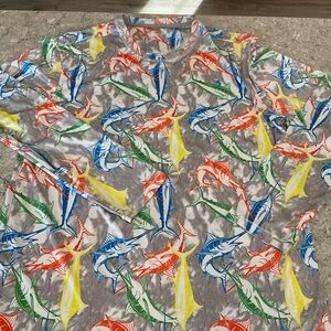 Reel Legends Rel-Tech performance Multicolor Marlins Print Shirt-Large